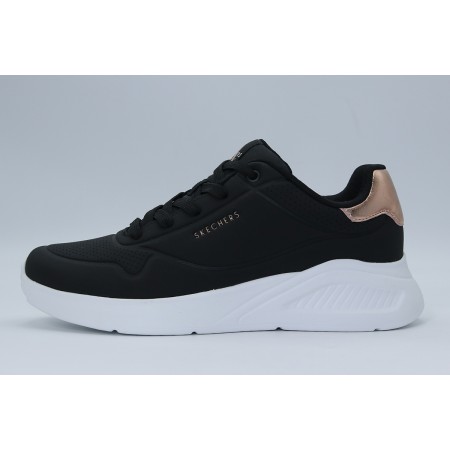 Skechers Uno Lite - Shimmer Along Sneakers Μαύρα, Μπρονζέ, Λευκά