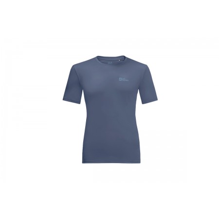 Jack Wolfskin Tech Ανδρικό Κοντομάνικο Αθλητικό T-Shirt Μπλε Ραφ