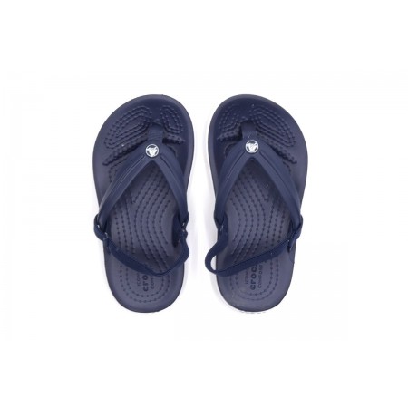 Crocs Crocband Strap Flip Βρεφικές Σαγιονάρες Μπλε Σκούρο, Λευκές