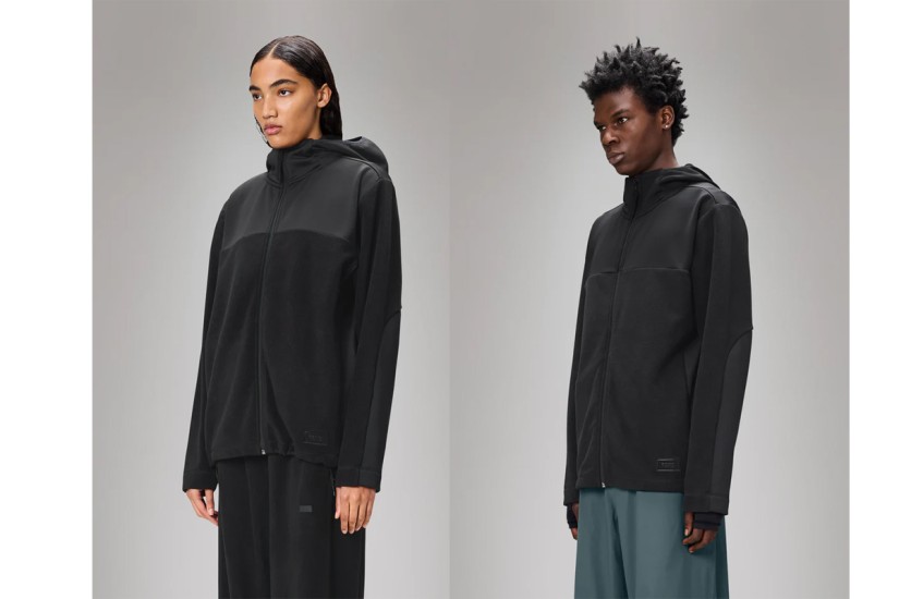 Rains Sintra Reverse Double-Sided Ζακέτα Fleece με Κουκούλα Μαύρη