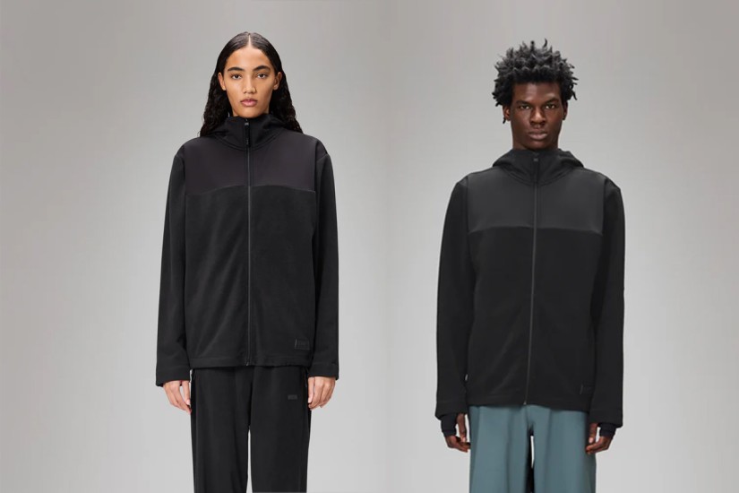 Rains Sintra Reverse Double-Sided Ζακέτα Fleece με Κουκούλα Μαύρη