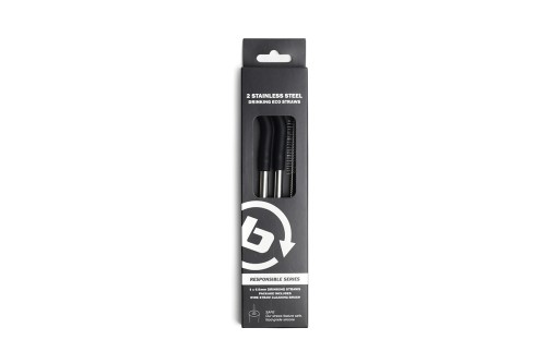 Basehit 2 Stainless Steel Drinking Eco Straws Καλαμάκια (222.BU99.19 BLACK)