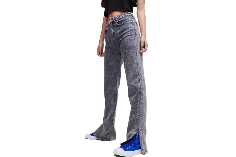 Karl Lagerfeld Split Denim Γυναικείο Τζιν Παντελόνι Γκρι