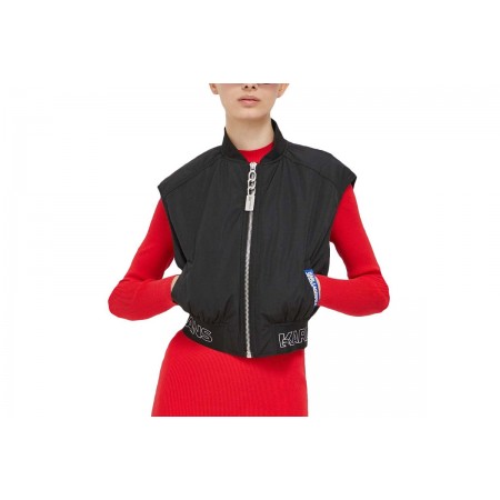 Karl Lagerfeld Cropped Sless Bomber Μπουφάν Αμάνικο Γυναικείο 