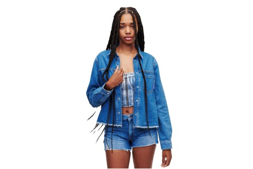 Karl Lagerfeld Cropped Denim Shirt Πουκάμισο Μακρυμάνικο Γυναικείο (235J1601 J171)