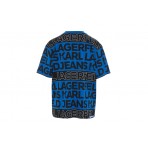 Karl Lagerfeld Γυναικεία Κοντομάνικη Μπλούζα Μπλε, Μαύρη