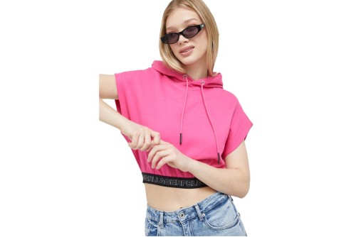 Karl Lagerfeld Cropped Sless Hoodie Κοντομάνικο Γυναικείο (235J1801 J139)