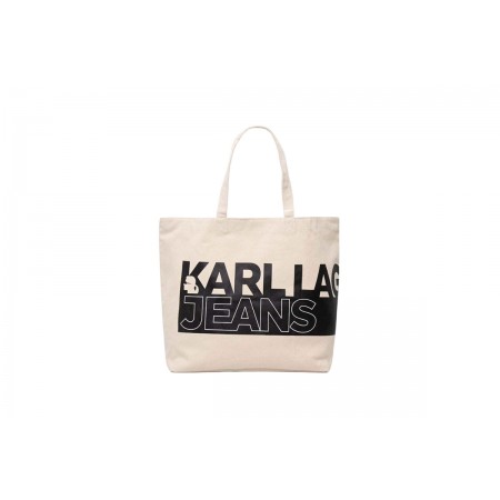 Karl Lagerfeld Canvas Γυναικεία Τσάντα Shopper Λευκή