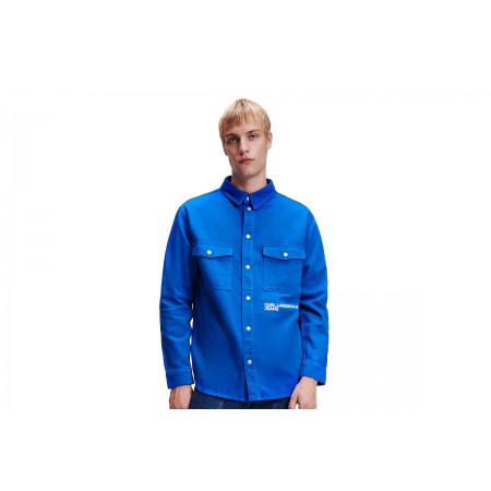 Karl Lagerfeld Utility Ανδρικό Μακρυμάνικο Πουκάμισο Μπλε