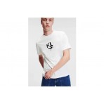 Karl Lagerfeld Ανδρική Κοντομάνικη Μπλούζα Λευκή