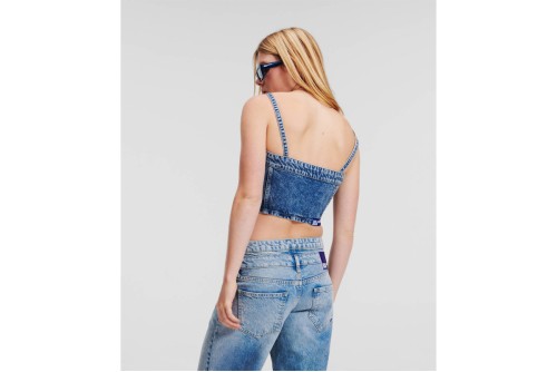 Karl Lagerfeld Recycled Denim Crop Top Αμάνικο Γυναικείο (241J1600 J200)