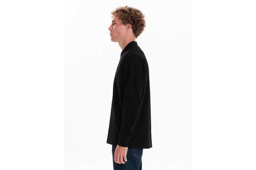 Emerson Piquet Ανδρικό Μακρυμάνικο Polo T-Shirt Μαύρο
