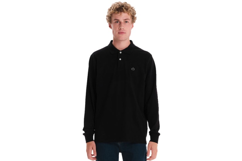 Emerson Piquet Ανδρικό Μακρυμάνικο Polo T-Shirt Μαύρο