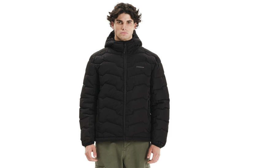 Emerson Hooded Ανδρικό Μπουφάν Puffer με Κουκούλα Μαύρο