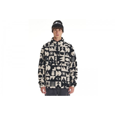 Emerson Ανδρική Μακρυμάνικη Μπλούζα Sherpa με Φερμουάρ Εκρού, Μαύρη