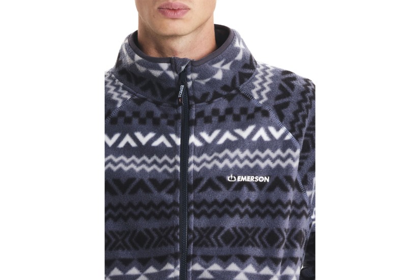 Emerson Ανδρική Ζακέτα Fleece Μπλε Σκούρο, Λευκή