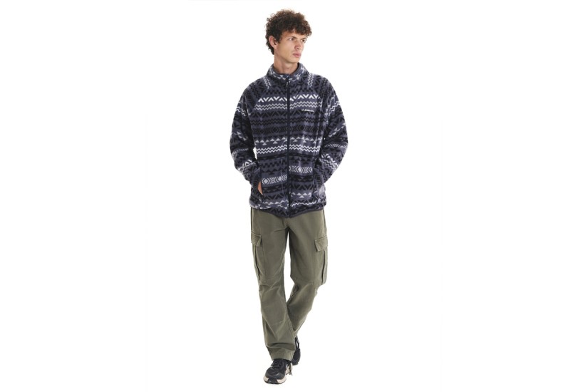 Emerson Ανδρική Ζακέτα Fleece Μπλε Σκούρο, Λευκή