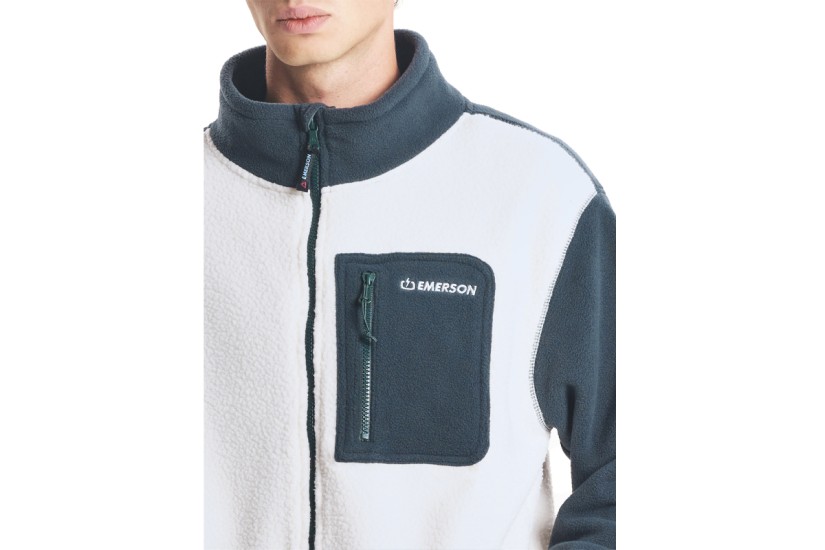 Emerson Ανδρική Ζακέτα Fleece Λευκή, Κυπαρισσί