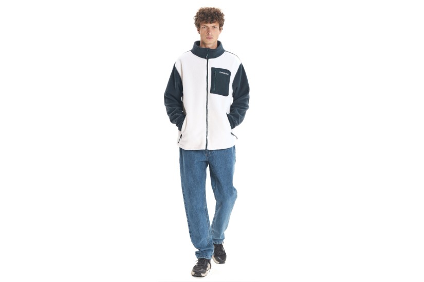 Emerson Ανδρική Ζακέτα Fleece Λευκή, Κυπαρισσί