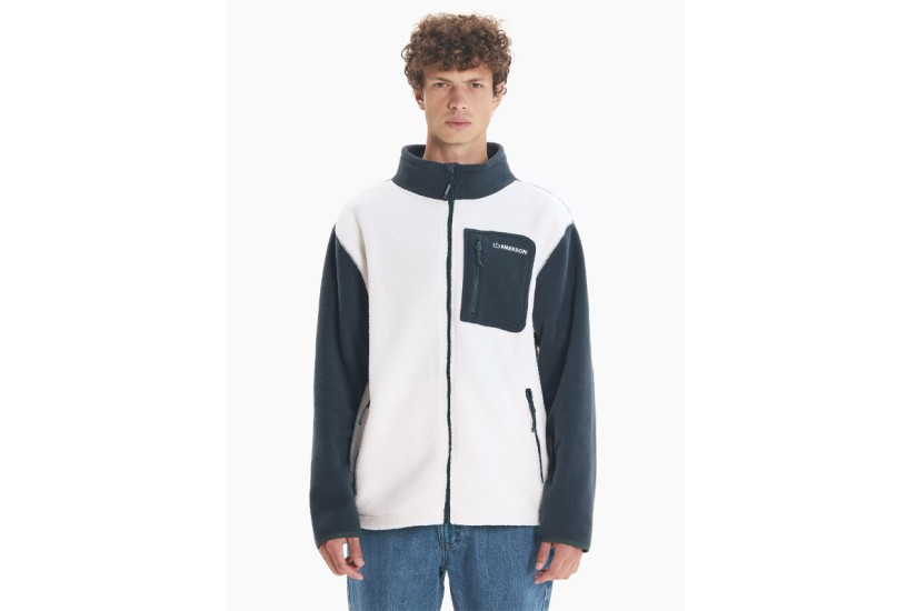 Emerson Ανδρική Ζακέτα Fleece Λευκή, Κυπαρισσί