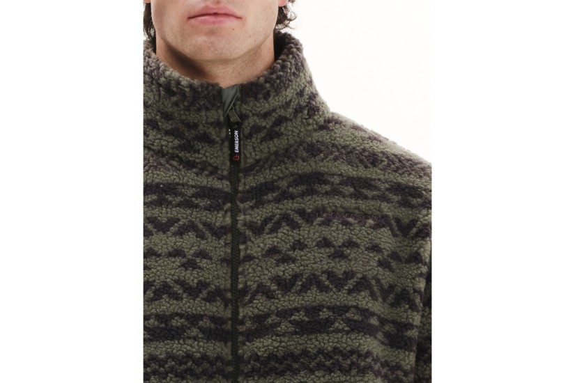 Emerson Ανδρική Ζακέτα Fleece Sherpa Πράσινη, Ανθρακί