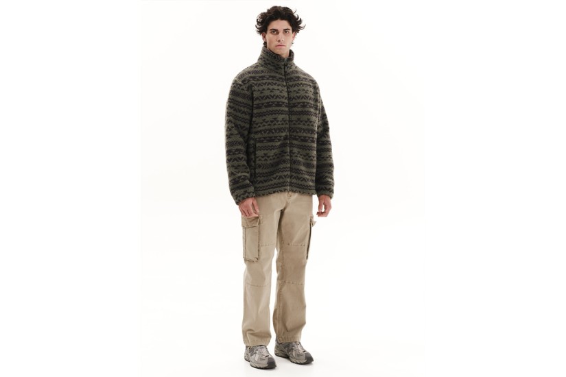 Emerson Ανδρική Ζακέτα Fleece Sherpa Πράσινη, Ανθρακί