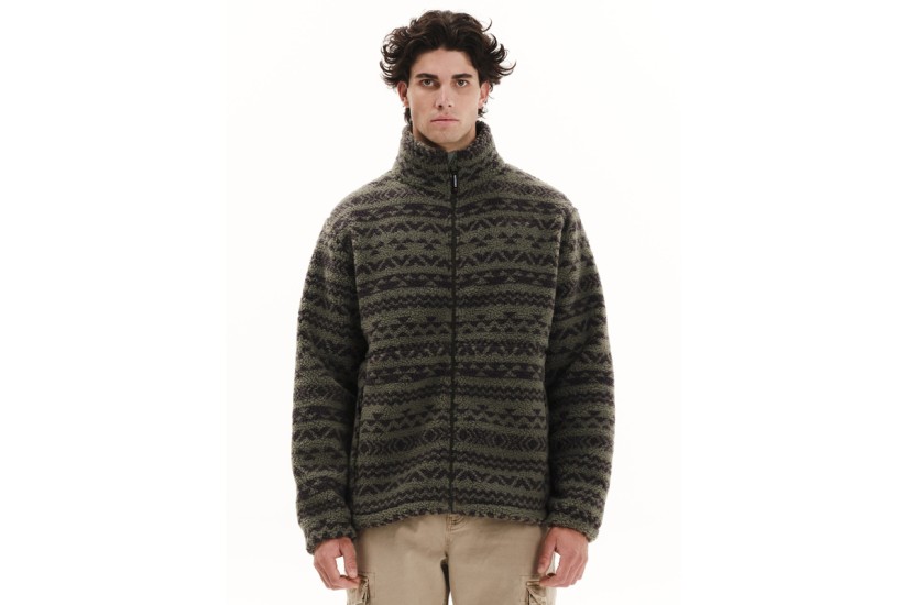Emerson Ανδρική Ζακέτα Fleece Sherpa Πράσινη, Ανθρακί