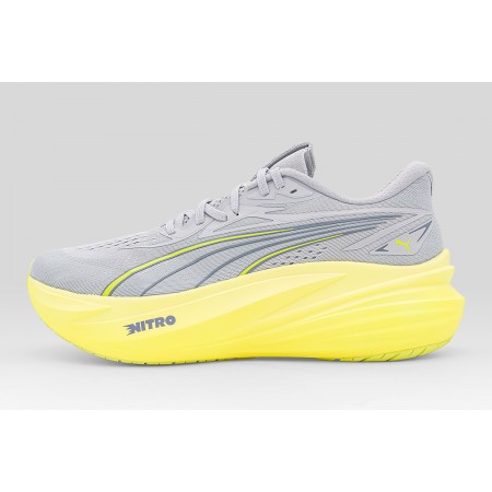 Puma Magmax Nitro 2 Ανδρικά Αθλητικά Παπούτσια για Τρέξιμο Γκρι, Κίτρινο Φλούο