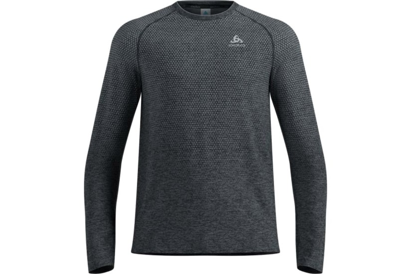 Odlo Essential Seamless Ανδρική Μακρυμάνικη Μπλούζα με Λαιμόκοψη Γκρι Σκούρο