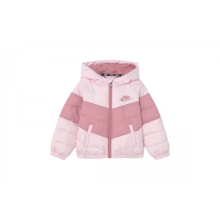 Nike Παιδικό Μπουφάν Puffer με Κουκούλα Ροζ, Σάπιο Μήλο
