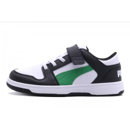 Puma Rebound Layup Παιδικά Sneakers Μαύρα, Λευκά, Πράσινα