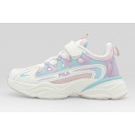 Fila Space 4 Memory Velcro Παιδικά Sneakers Λευκά, Μωβ, Σιέλ