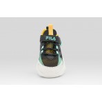 Fila Wave Memory Velcro Παιδικά Sneakers Μαύρα, Κίτρινα, Λευκά, Τυρκουάζ