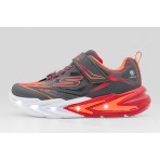 Skechers S Lights Flex-Glow Ultra Παιδικά Sneakers Ανθρακί, Λευκά, Κόκκινα, Πορτοκαλί