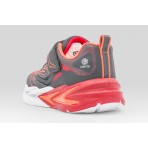 Skechers S Lights Flex-Glow Ultra Παιδικά Sneakers Ανθρακί, Λευκά, Κόκκινα, Πορτοκαλί