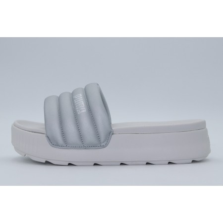 Puma Karmen Puffy Aqua Metallics Παντόφλες Ασημί, Γκρι Ανοιχτό