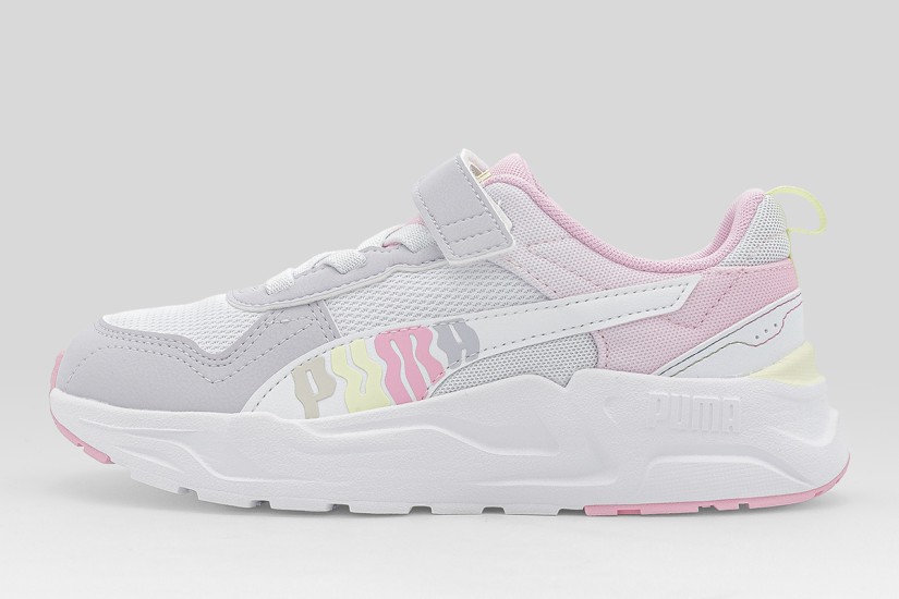 Puma Trinity 2 Παιδικά Sneakers Λευκά, Γκρι, Ροζ, Κίτρινα