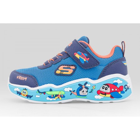 Skechers Play Scene Βρεφικά Sneakers Μπλε, Λευκά, Πορτοκαλί
