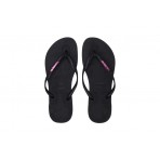 Havaianas Slim Logo Metallic Γυναικείες Σαγιονάρες Μαύρες, Μωβ