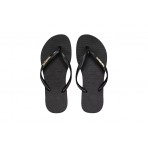 Havaianas Slim Logo Metallic Σαγιονάρες Μαύρες, Χρυσές