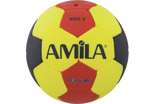 Amila Μπάλα Handball Cellular Νο3 - Κίτρινο  Μαύρο  Κόκκινο (41323)