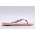 Havaianas Slim Square Logo Metallic Σαγιονάρες Ροζ, Φούξια