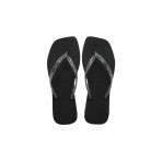 Havaianas Slim Square Logo Metallic Σαγιονάρες Μαύρες