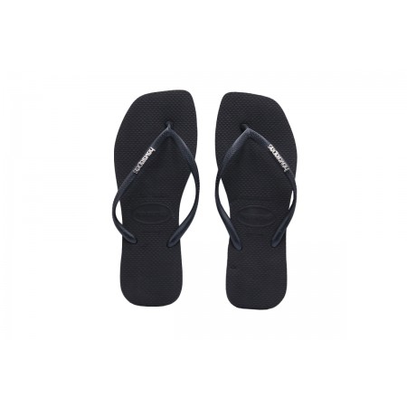 Havaianas Slim Square Logo Metallic Σαγιονάρες Μαύρες