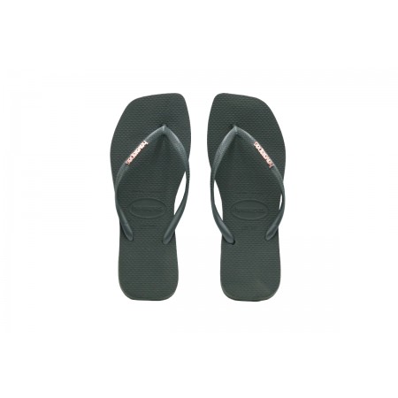 Havaianas Slim Square Logo Metallic Σαγιονάρες Χακί