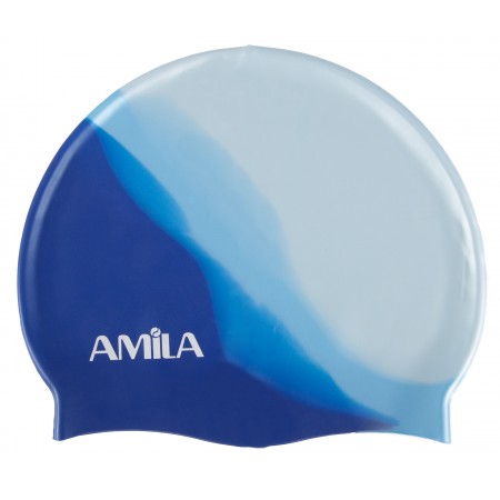 Amila Σκουφακι Κολυμβησης Σιλικονης Πολυχρωμο Λευκογαλαζιομπλε 