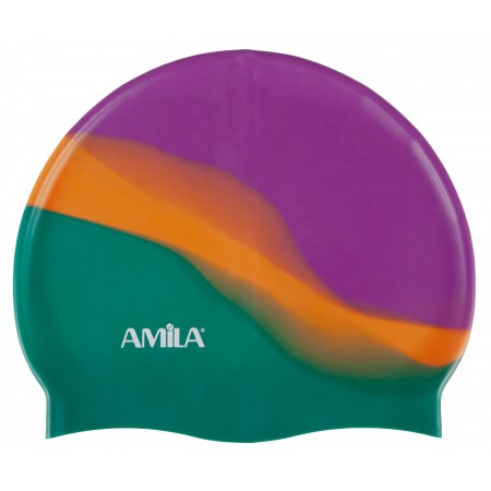 Amila Σκουφακι Κολυμβησης Σιλικονης Πολυχρωμο Μωβπορτοκαλιβεραμαν 