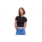 Hugo Boss Baby B Γυναικεία Κοντομάνικη Crop Top Μπλούζα Μαύρη