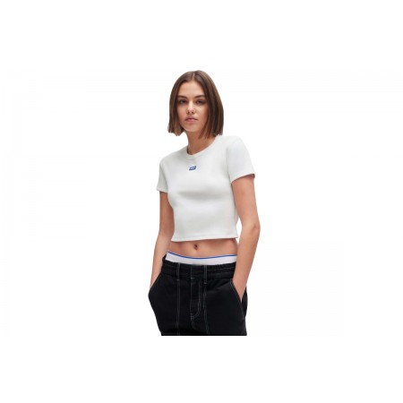 Hugo Boss Baby B Γυναικεία Κοντομάνικη Crop Top Μπλούζα Λευκή