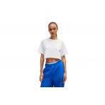 Hugo Boss Darondia B Γυναικεία Κοντομάνικη Crop Top Μπλούζα Λευκή